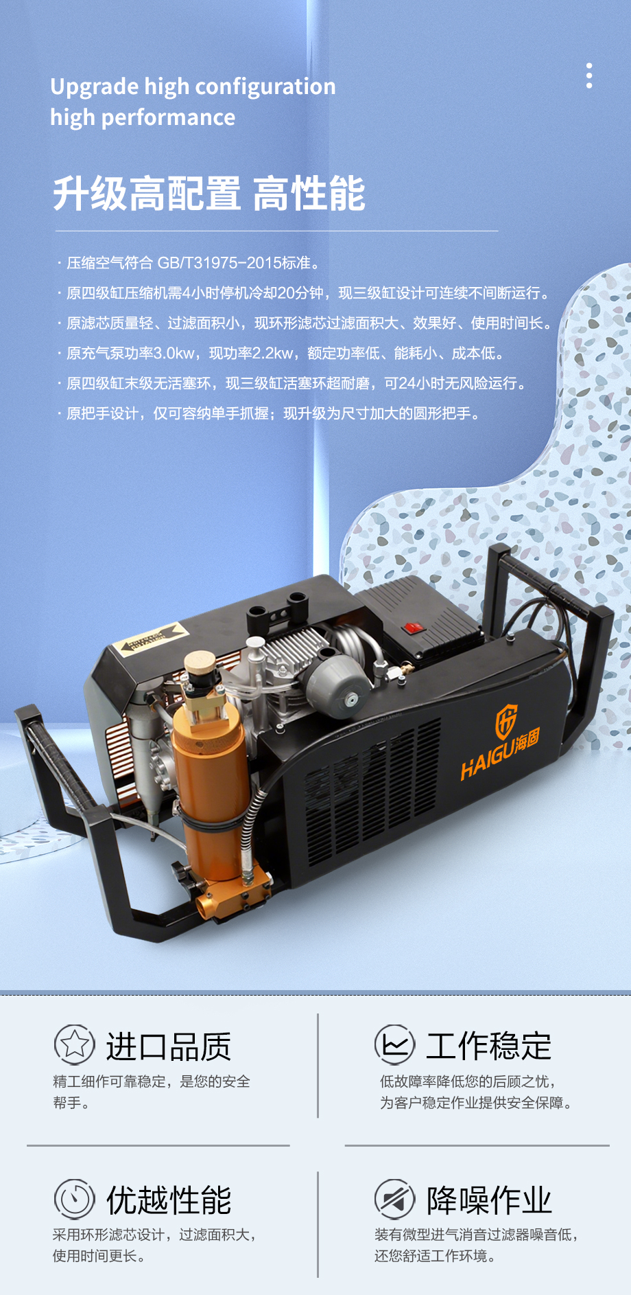海固HG-CQ100A高压压缩机 正压式空气呼吸器充气泵