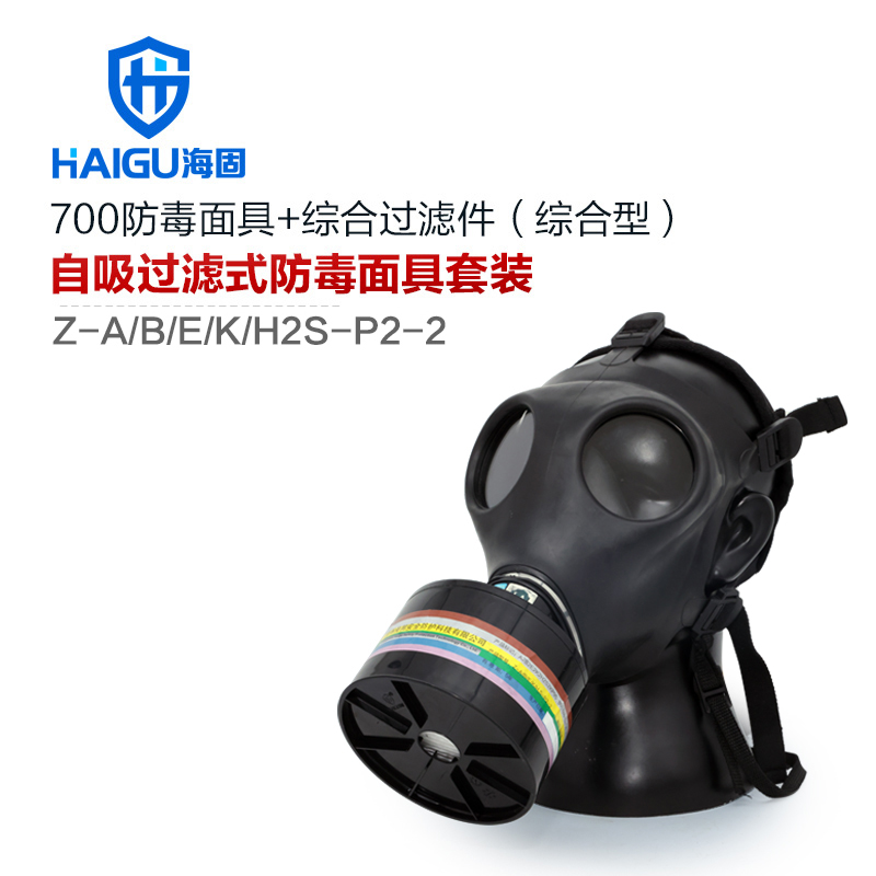 海固700全面罩+Z-A/B/E/K/H2S-P2-2综合滤烟罐 多种毒气及烟雾防护